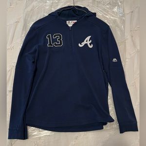 Majestic Atlanta Braves player’s issued 1/4 zip hoodie Size Large